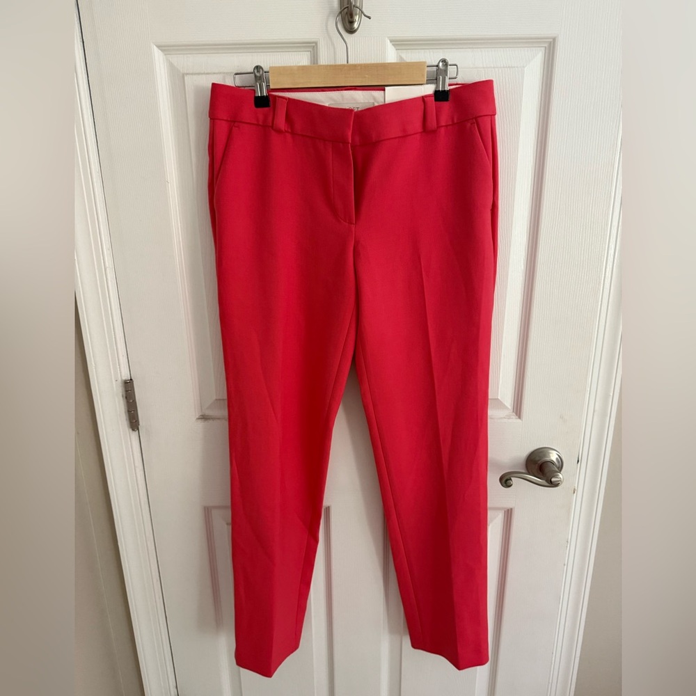 Loft Marisa Pants Straight Stretch Trousers Low Rise Coral Peach Pink Size 8 New